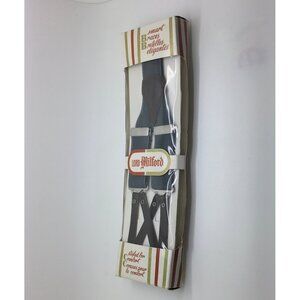 Lord Milford Vintage Mens  Suspenders Trouser Button Braces Gray Brown Leather